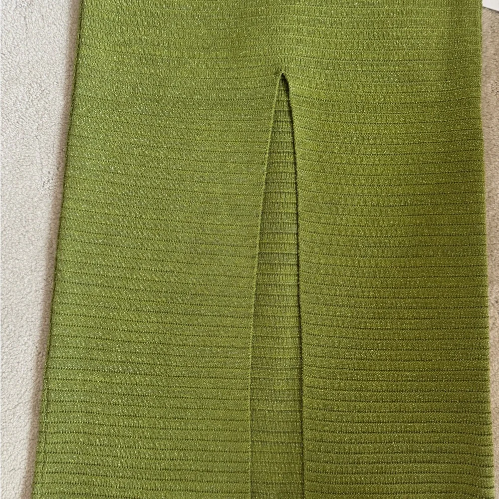 Torn by Ronny Kobo Madi Dress in metallic green sexy beach crochet midi sz m - Picture 14 of 15